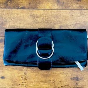 Black patent leather HOBO clutch